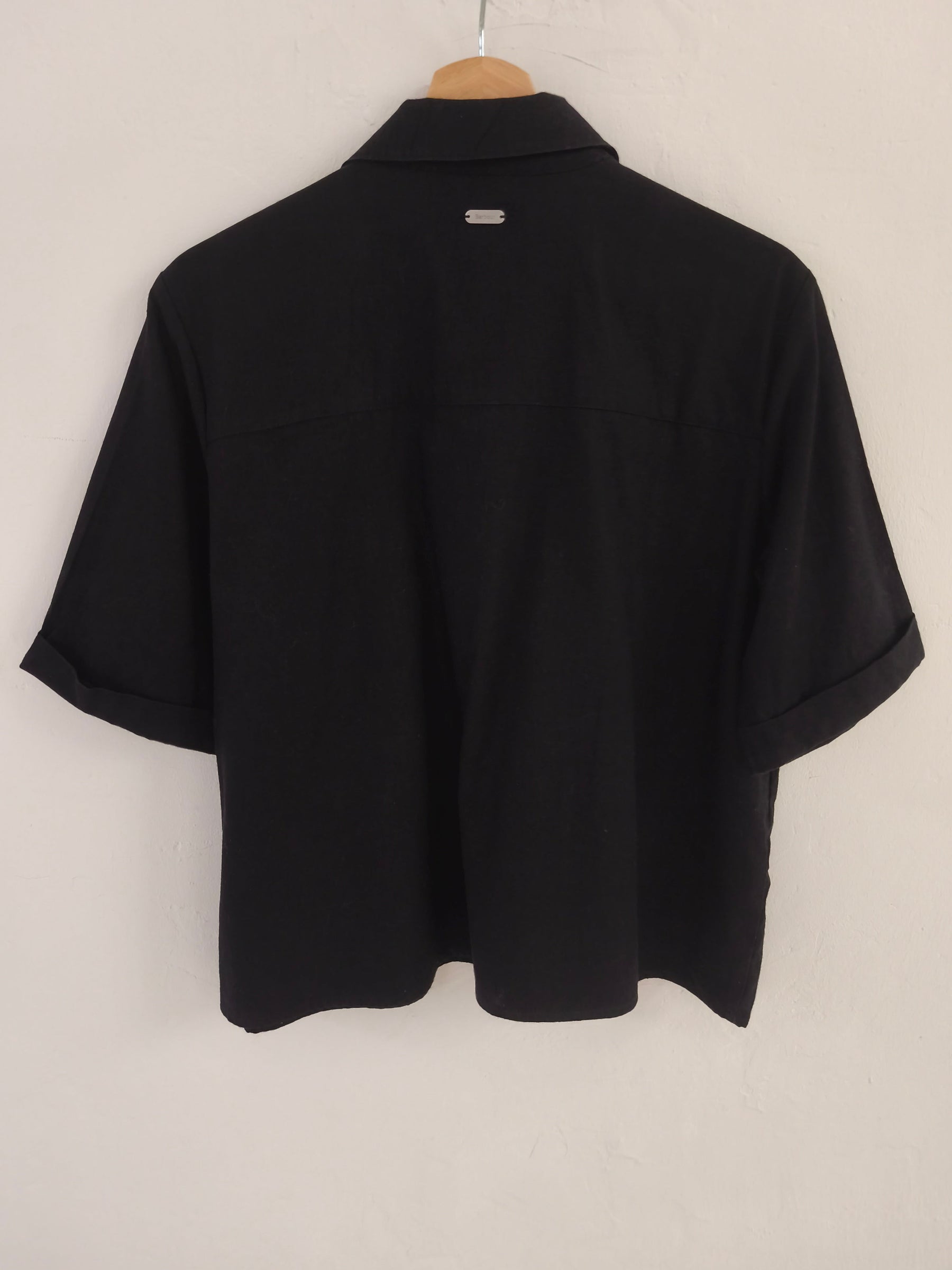 Barbour 100% Linen Black Short Sleeve Shirt - Back