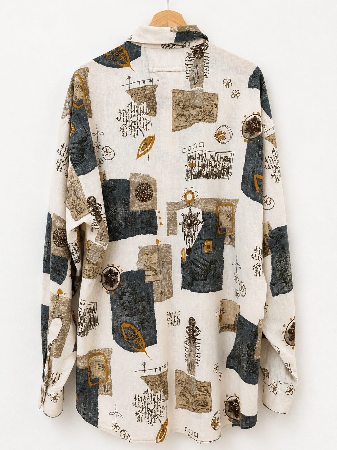 Vintage Linen Blend Long Sleeve Shirt - Back