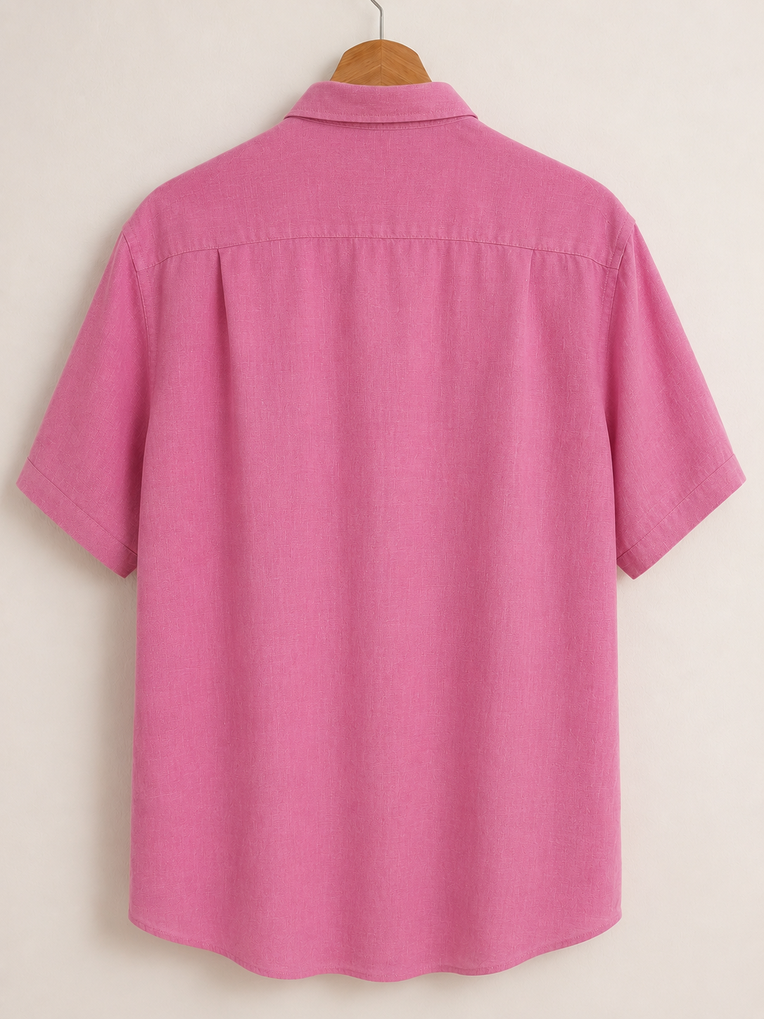 Pink 100% Linen Short Sleeve Shirt - back