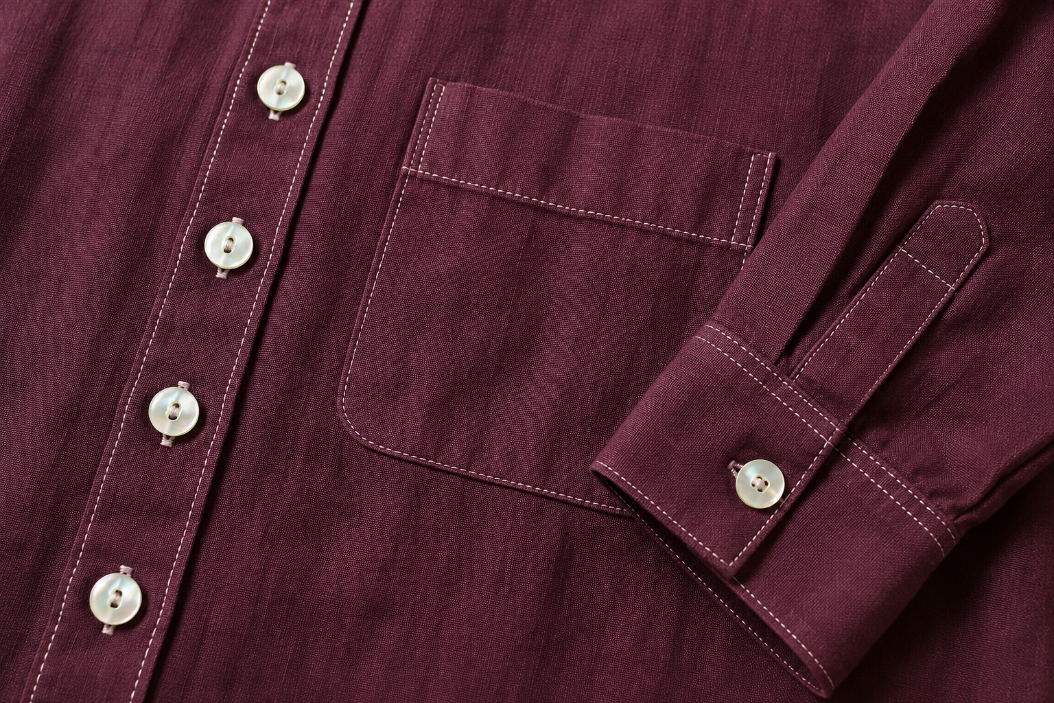 Vintage_Burgundy_Linen_Shirt_Dress_- Detail