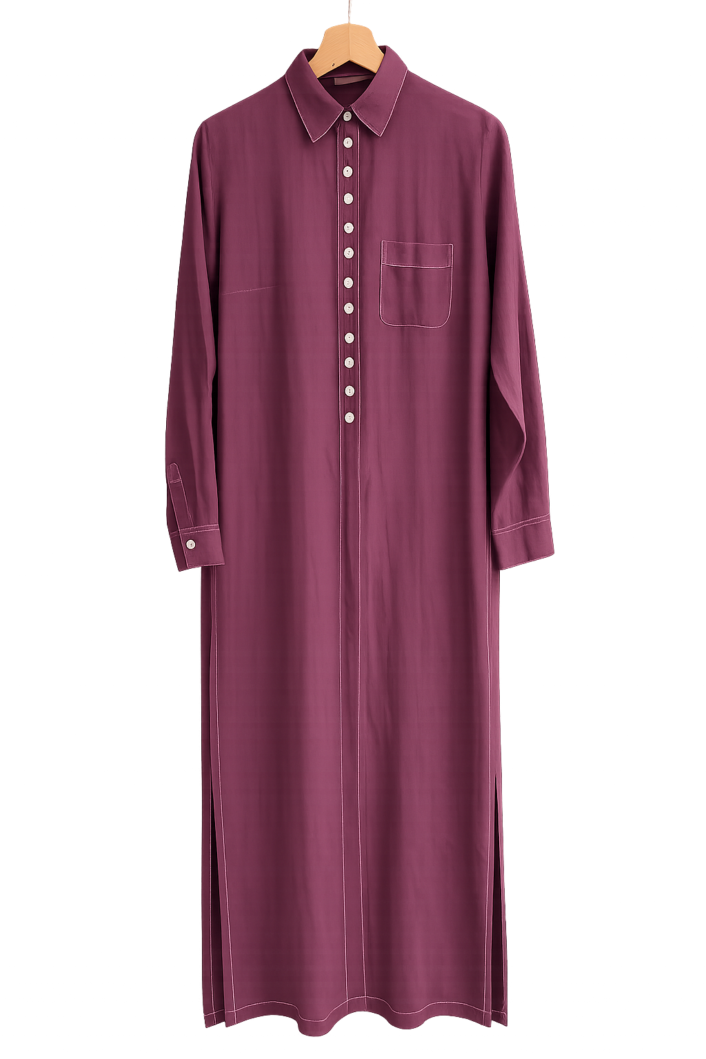 Vintage_Burgundy_Linen_Shirt_Dress_- Front