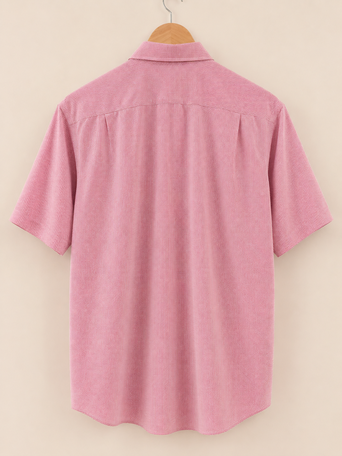 Vintage Lacoste Pink Micro Check Short Sleeve Shirt - back