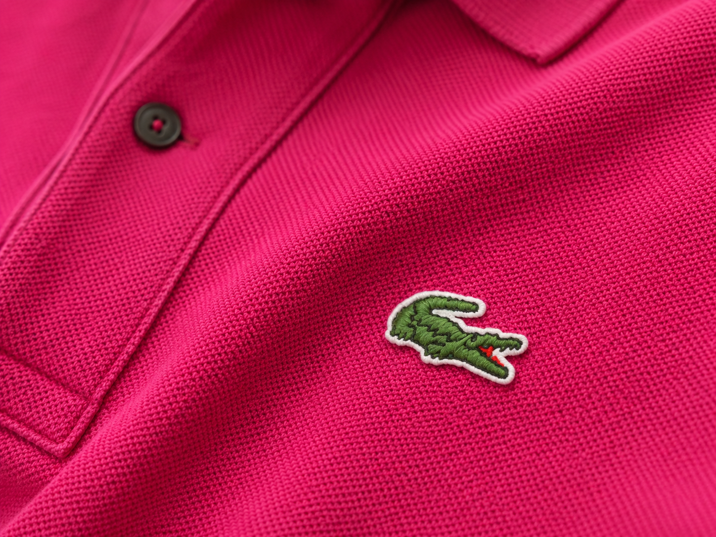 Vintage Lacoste Raspberry Pink Cotton Polo Shirt - details