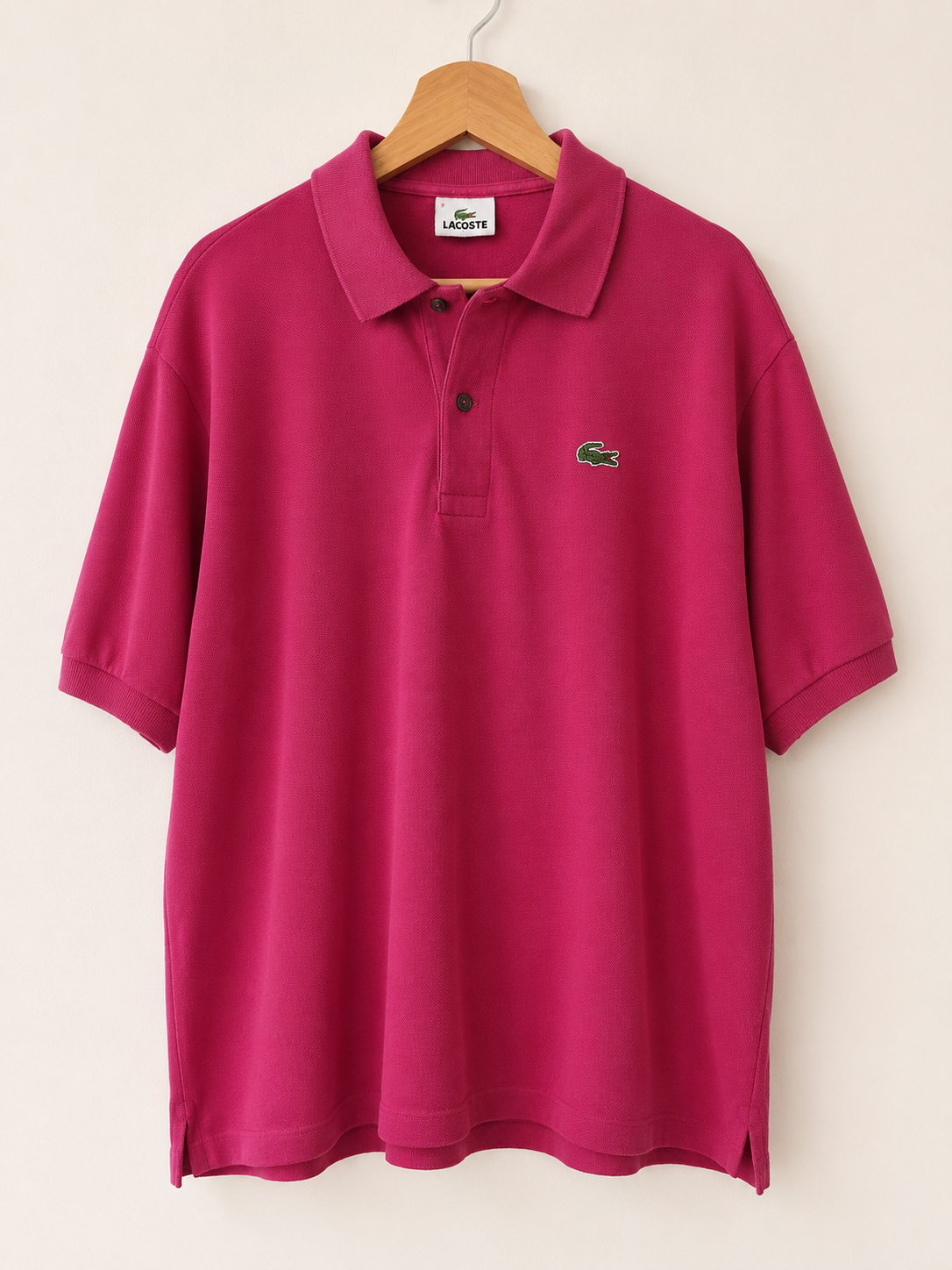 Vintage Lacoste Raspberry Pink Cotton Polo Shirt - front