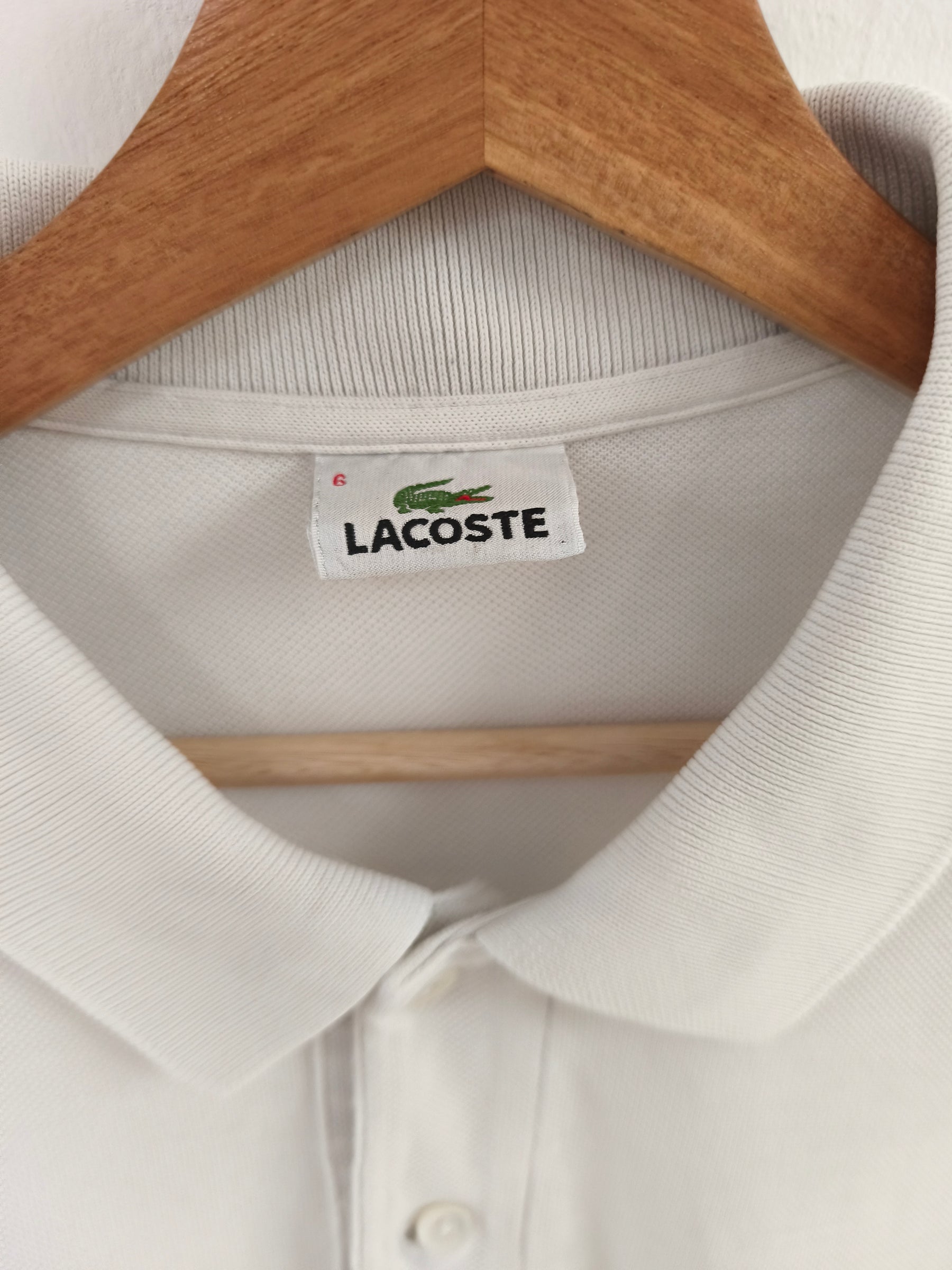 Vintage Lacoste White Classic Piqué Polo Shirt - detail