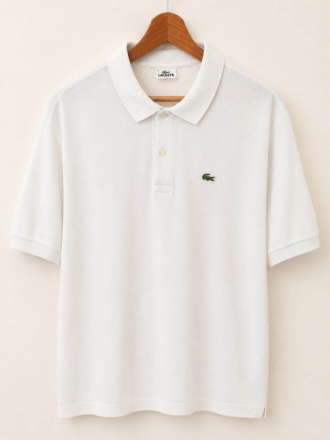 Vintage Lacoste White Classic Piqué Polo Shirt - front