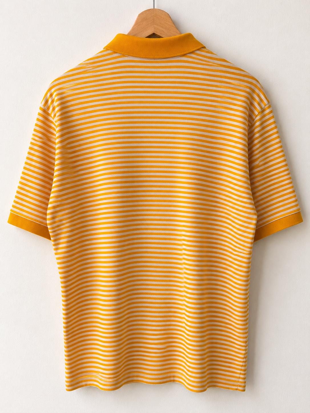 Vintage Lacoste Yellow & White Striped Polo Shirt - back