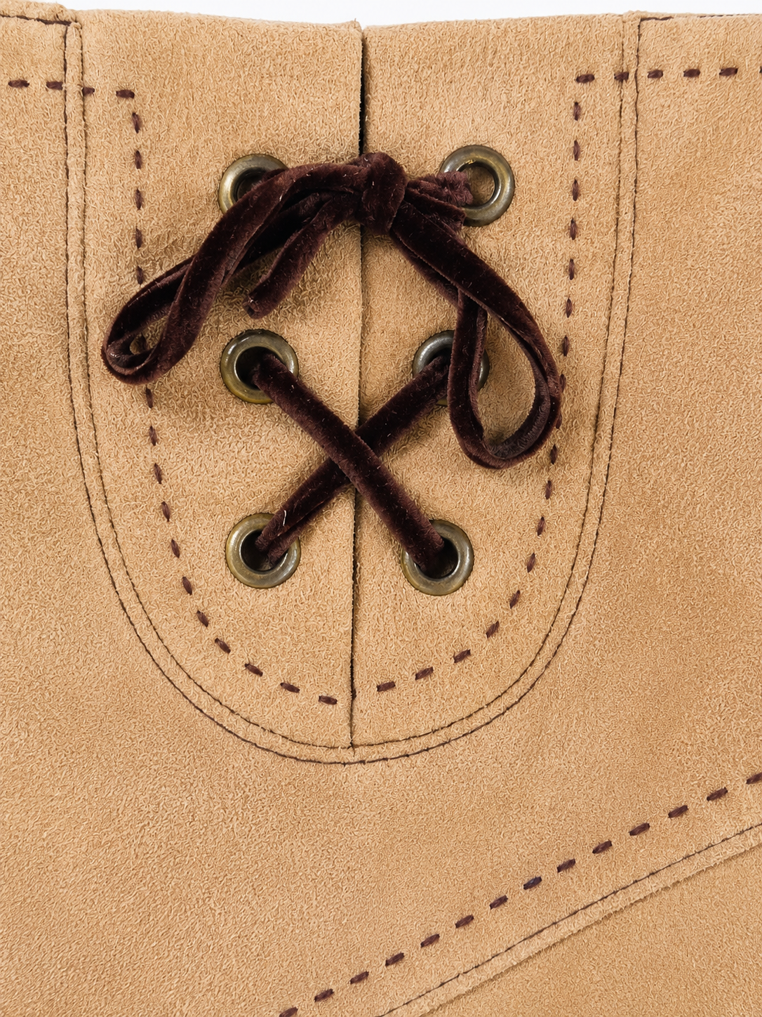 Y2K Asymmetric Faux Suede Lace-Up Skirt - detail