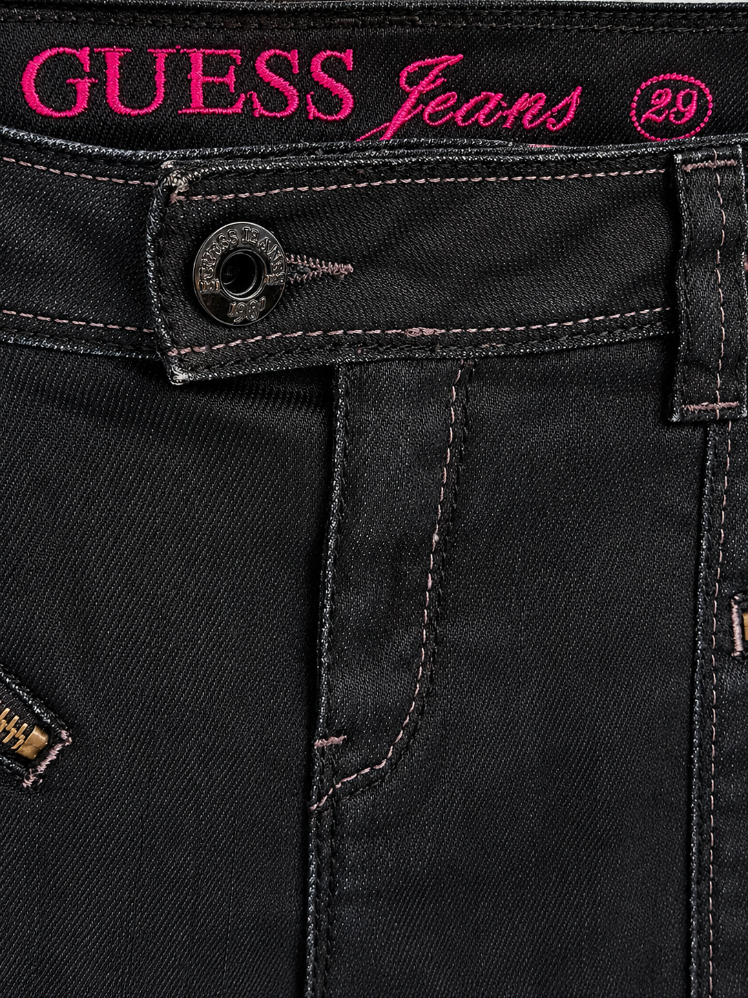 Y2K Guess Black Zip Mini Skirt - detail