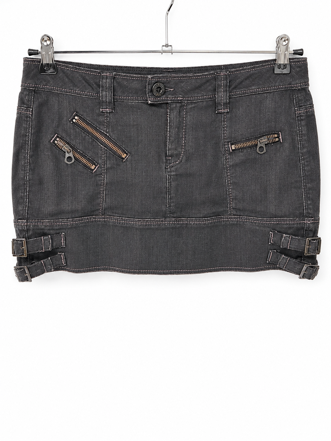 Y2K Guess Black Zip Mini Skirt - front