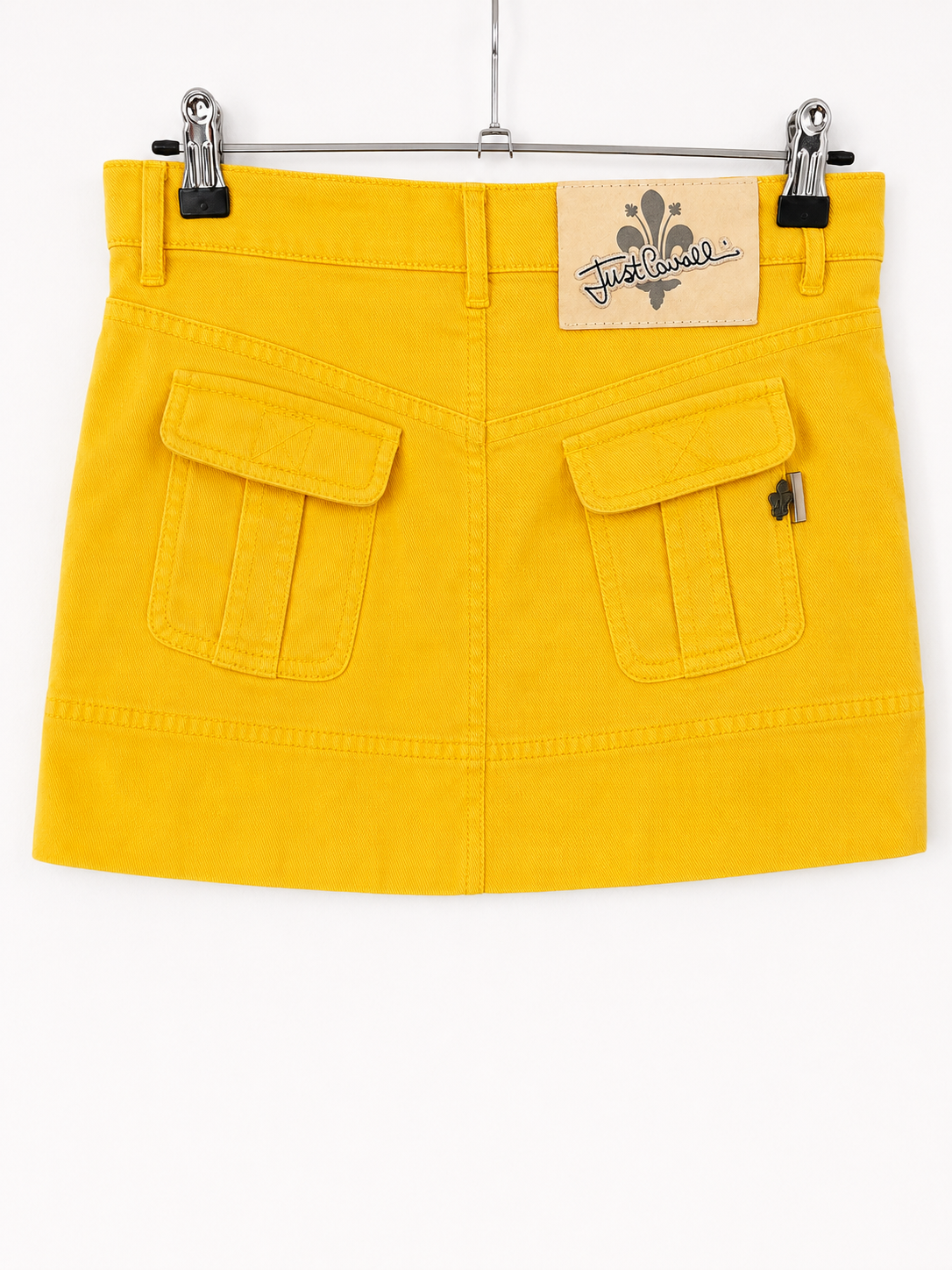 Y2K Just Cavalli Yellow Denim Mini Skirt - back