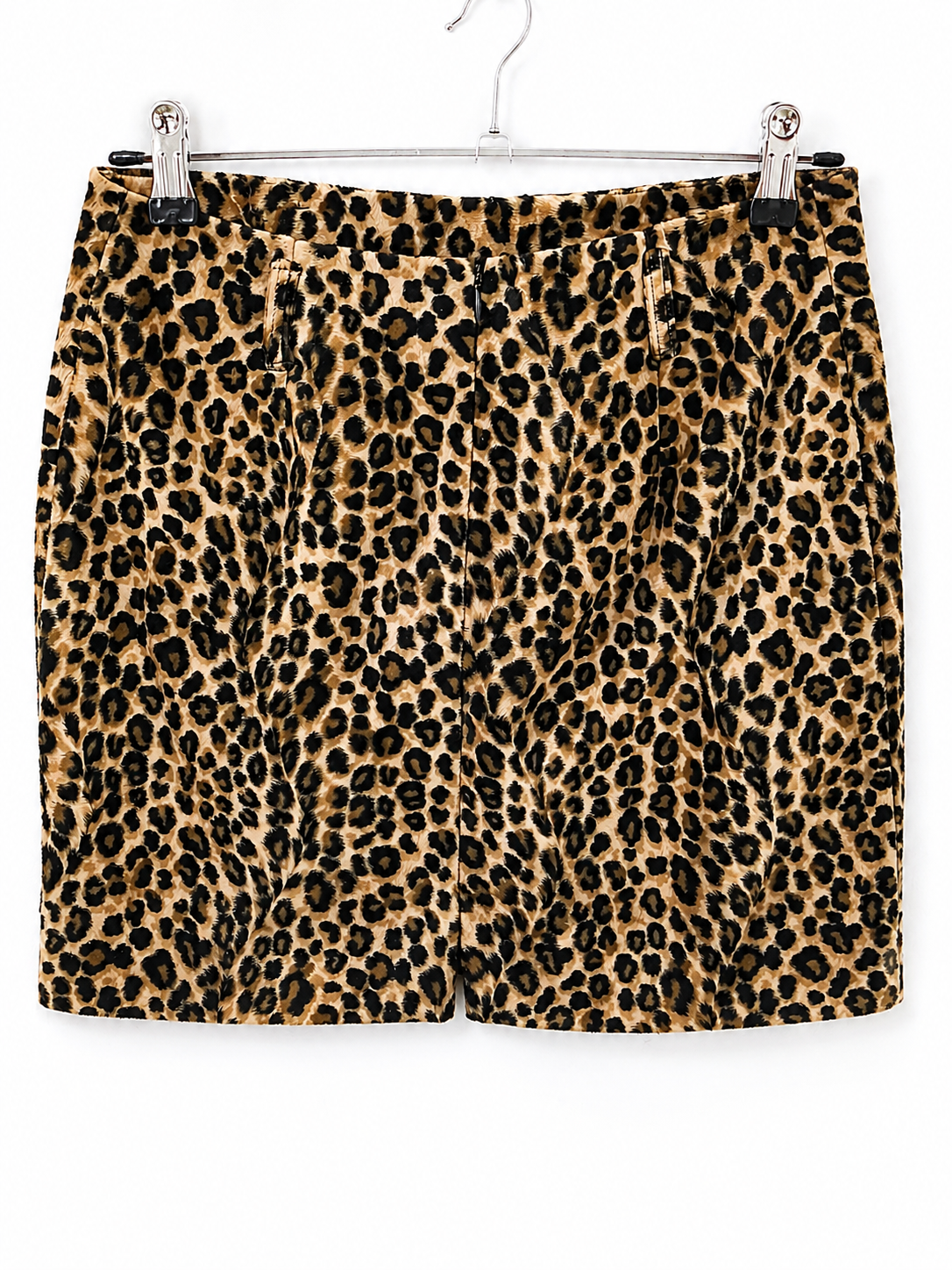 Y2K Leopard Print Faux Fur Mini Skirt - front