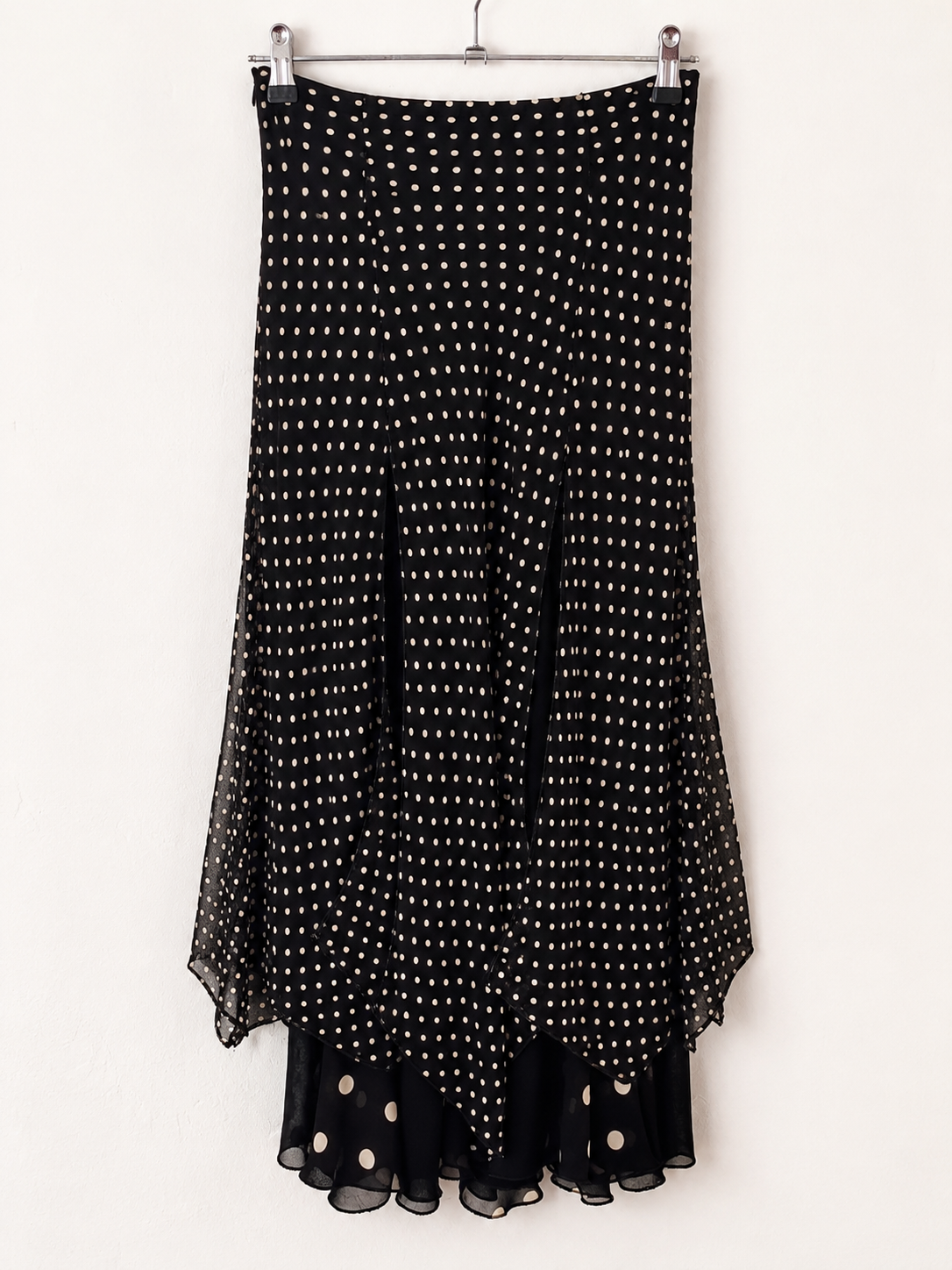 Y2K Polka Dot Asymmetric Midi Skirt - back