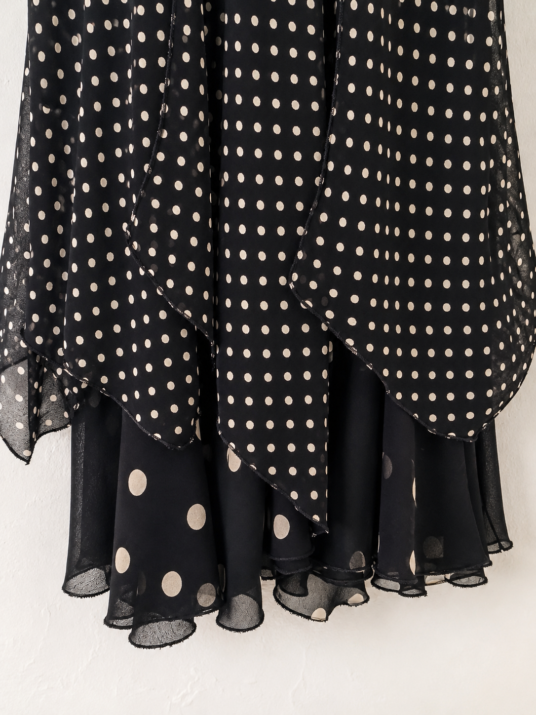 Y2K Polka Dot Asymmetric Midi Skirt - detail
